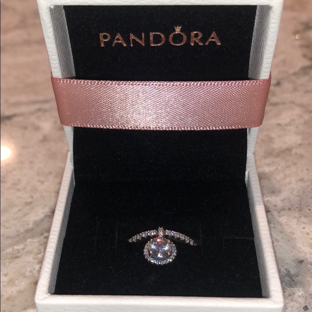 PANDORA Dangling Round Sparkle CZ Ring NWB
